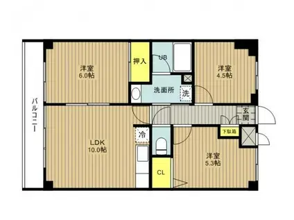 グランパレスイマージュ(3LDK/4階)の間取り写真