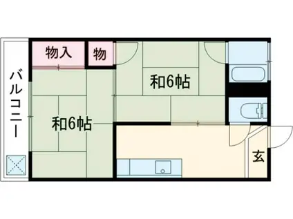 クリームハウス(2K/1階)の間取り写真