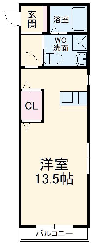 フローリア瀬崎(ワンルーム/2階)の間取り写真