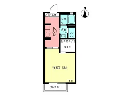 ウィルコート(1K/2階)の間取り写真