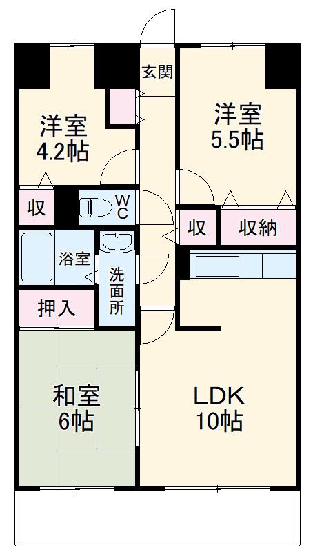 第二鷺沼レジデンス(3LDK/2階)の間取り写真