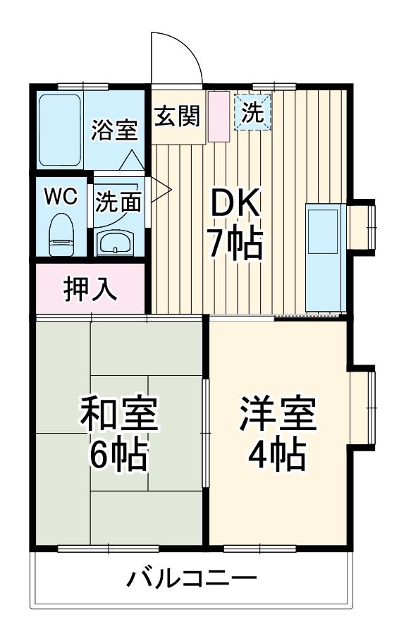 桜ハイツ(2DK/2階)の間取り写真