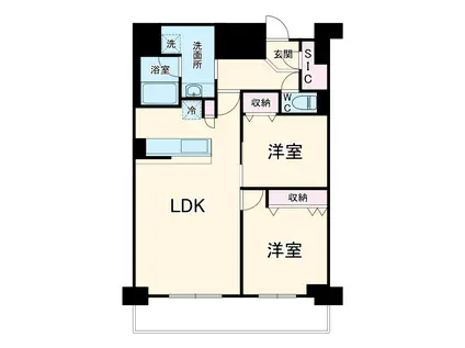 ロイジェント日吉Ⅱ(2LDK/13階)の間取り写真
