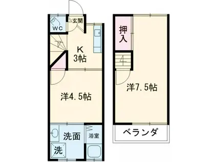 大宮西野山町テラスハウス(2K)の間取り写真