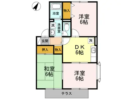 ハイカムール・K(3DK/1階)の間取り写真