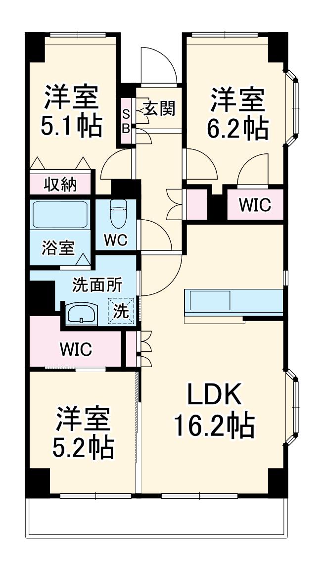 CROTH OMIYA(3LDK/3階)の間取り写真