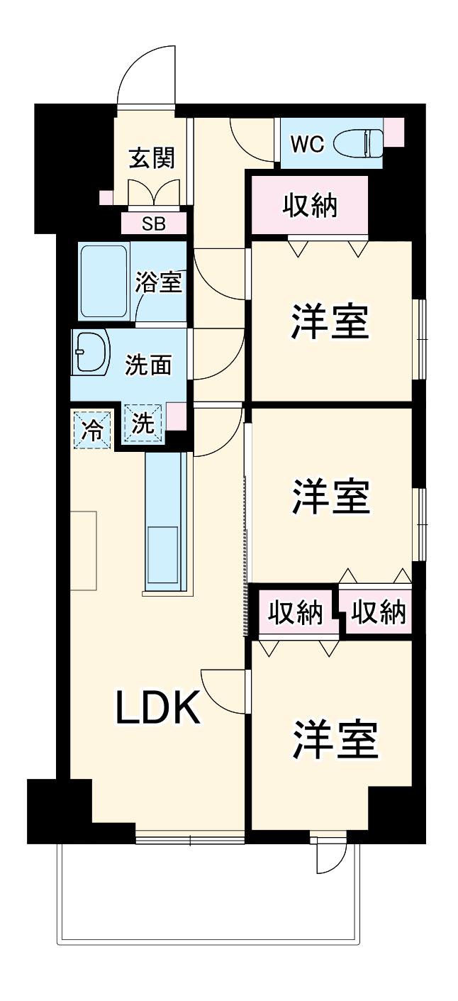 プレサンスNEO新深江リュミエル(3LDK/9階)の間取り写真