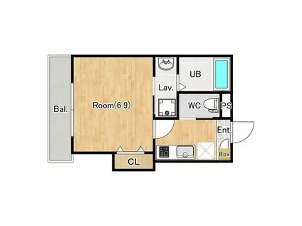 ジーメゾン伊勢原(1K/1階)の間取り写真