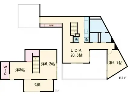FUKASAWA SPACE9(3LDK/-1階)の間取り写真
