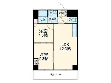 レイクビュー(2LDK/4階)の間取り写真