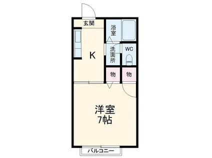 城山ハイツD棟(1K/2階)の間取り写真