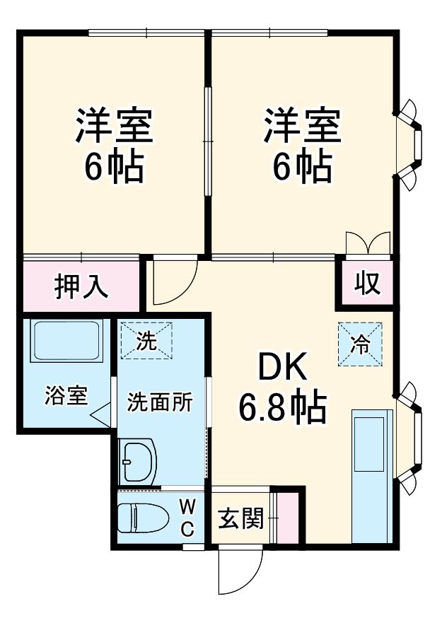 第28アオイビル(2DK/1階)の間取り写真