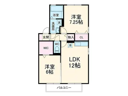 DREAM SKY A(2LDK/2階)の間取り写真