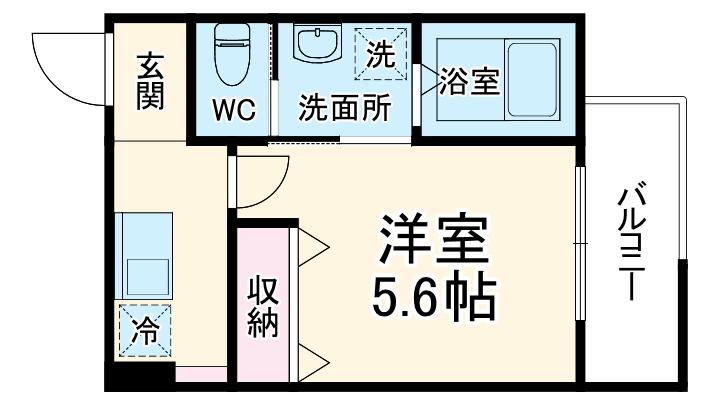 MELDIA羽沢横浜国大Ⅲ(1K/2階)の間取り写真