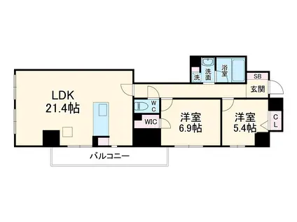 クロスゲート青葉台(2LDK/5階)の間取り写真