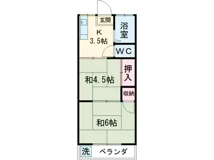 高橋ハイツ(2K/1階)の間取り写真