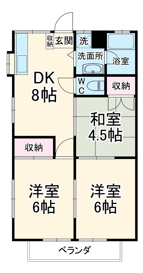 パステルタウン(3DK/2階)の間取り写真