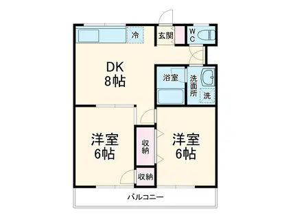 ボヌールⅡ(2DK/2階)の間取り写真