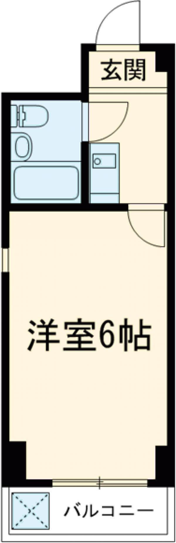 WING21B棟(1K/2階)の間取り写真