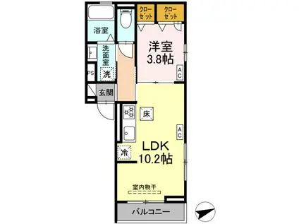 サンフラワー(1LDK/1階)の間取り写真
