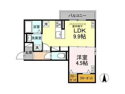 D-CRINUM 白銀Ⅱ(1LDK/2階)の間取り写真
