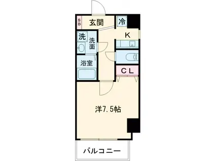 グランパーク東京イースト(1K/12階)の間取り写真