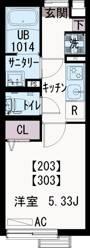 IXO光(1K/2階)の間取り写真