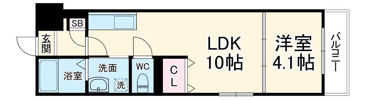 GRANDIR千船駅前I(1LDK/2階)の間取り写真