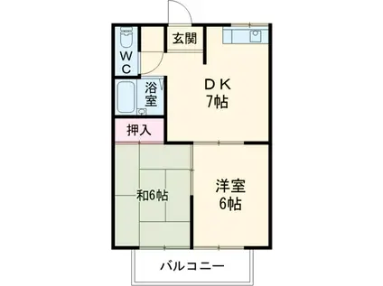 エステートピア島村Ⅰ(2DK/1階)の間取り写真