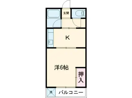 ハマダビル(1K/3階)の間取り写真