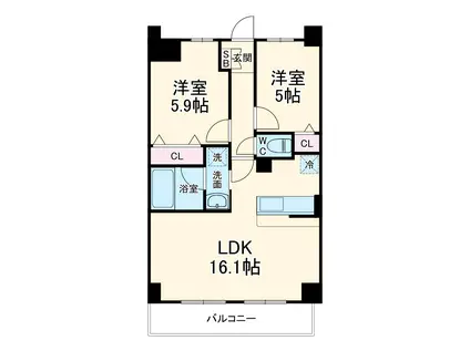 LE・CIEL徳川(2LDK/1階)の間取り写真