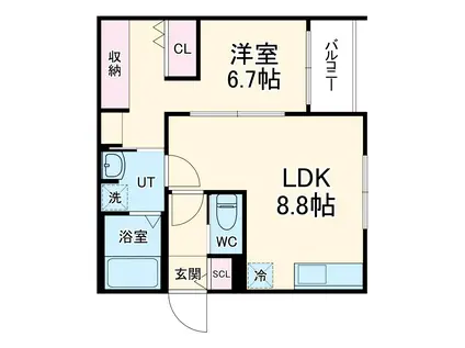 グリーンリーブス大曽根(1LDK/1階)の間取り写真