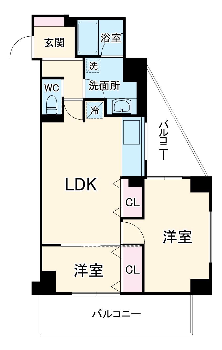 ルカレ則武(2LDK/4階)の間取り写真
