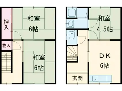 奥野テラス中(3DK)の間取り写真
