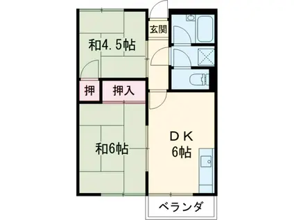 コーポリバーサイド(2DK/2階)の間取り写真