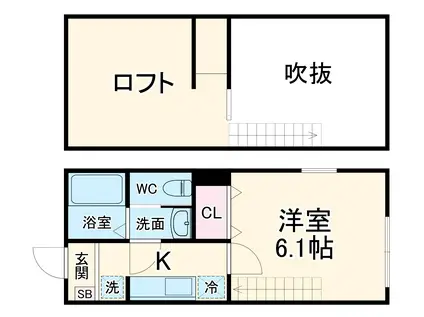 SEVEN WOODS(1K/1階)の間取り写真