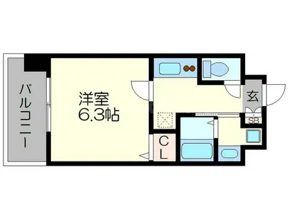 アスヴェル京都堀川高辻(1K/7階)の間取り写真