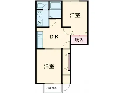 リリーオブザヴァリー(2DK/1階)の間取り写真