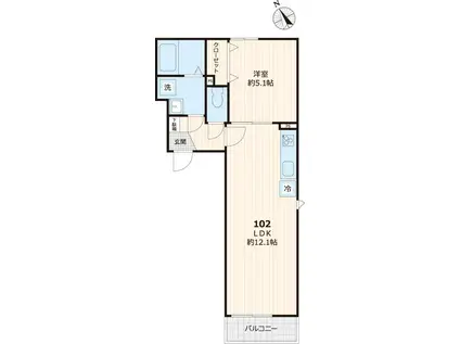 ヴェルドミールⅢ(1LDK/1階)の間取り写真