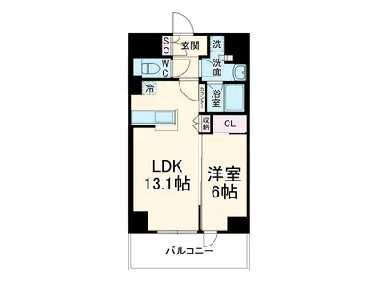 ロータス静岡(1LDK/9階)の間取り写真