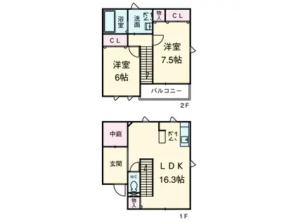 コートヤード(2LDK)の間取り写真