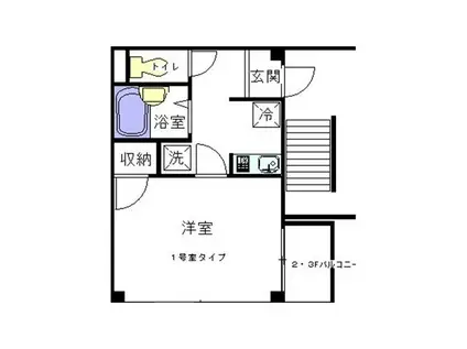 アンプルール フェール山田(1K/3階)の間取り写真