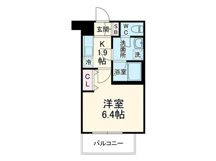 ウェルスクエア池田石橋Ⅲ(1K/3階)の間取り写真