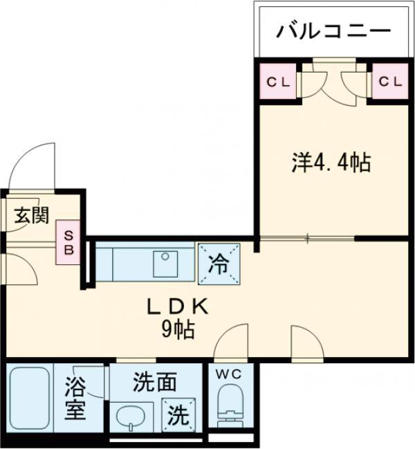 BLANC MARIE(1LDK/2階)の間取り写真