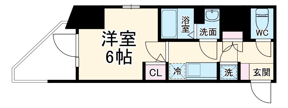 エスリードレジデンス大阪谷町ザ・マークス(1K/15階)の間取り写真