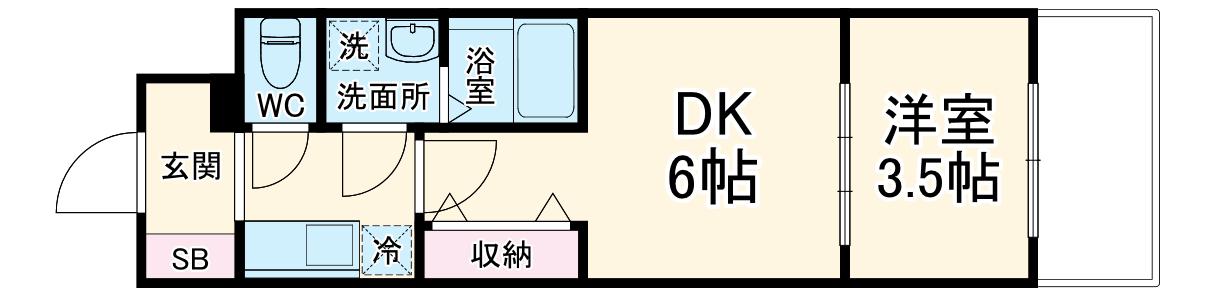 エスリードレジデンス大阪谷町ザ・マークス(2K/5階)の間取り写真