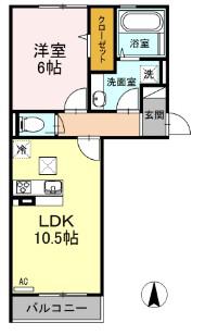 ロイジェントパークスレイクタウンⅢD(1LDK/3階)の間取り写真