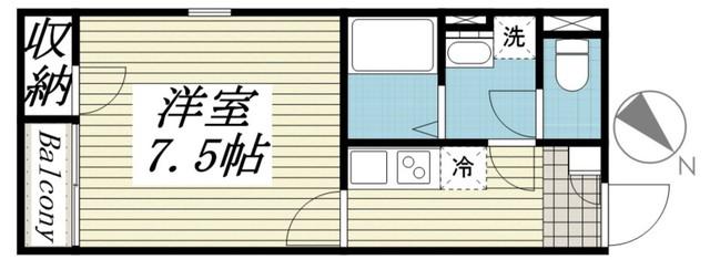 コーポニッコー(1K/2階)の間取り写真