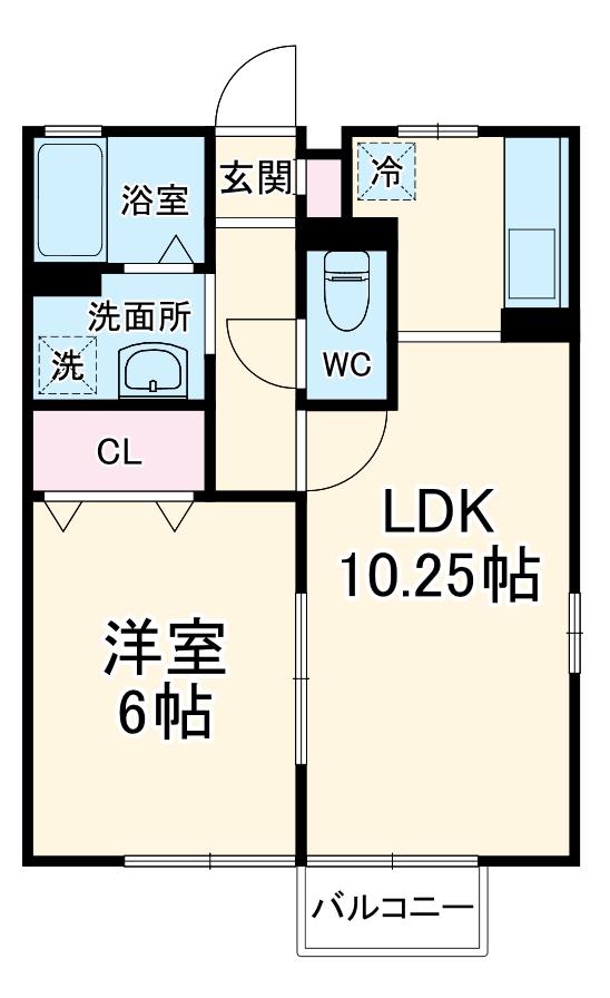 SHARES・M(1LDK/2階)の間取り写真