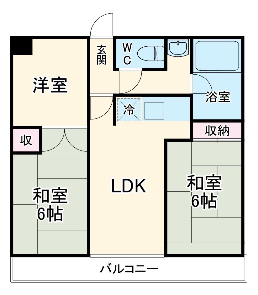 マンション都(3DK/2階)の間取り写真